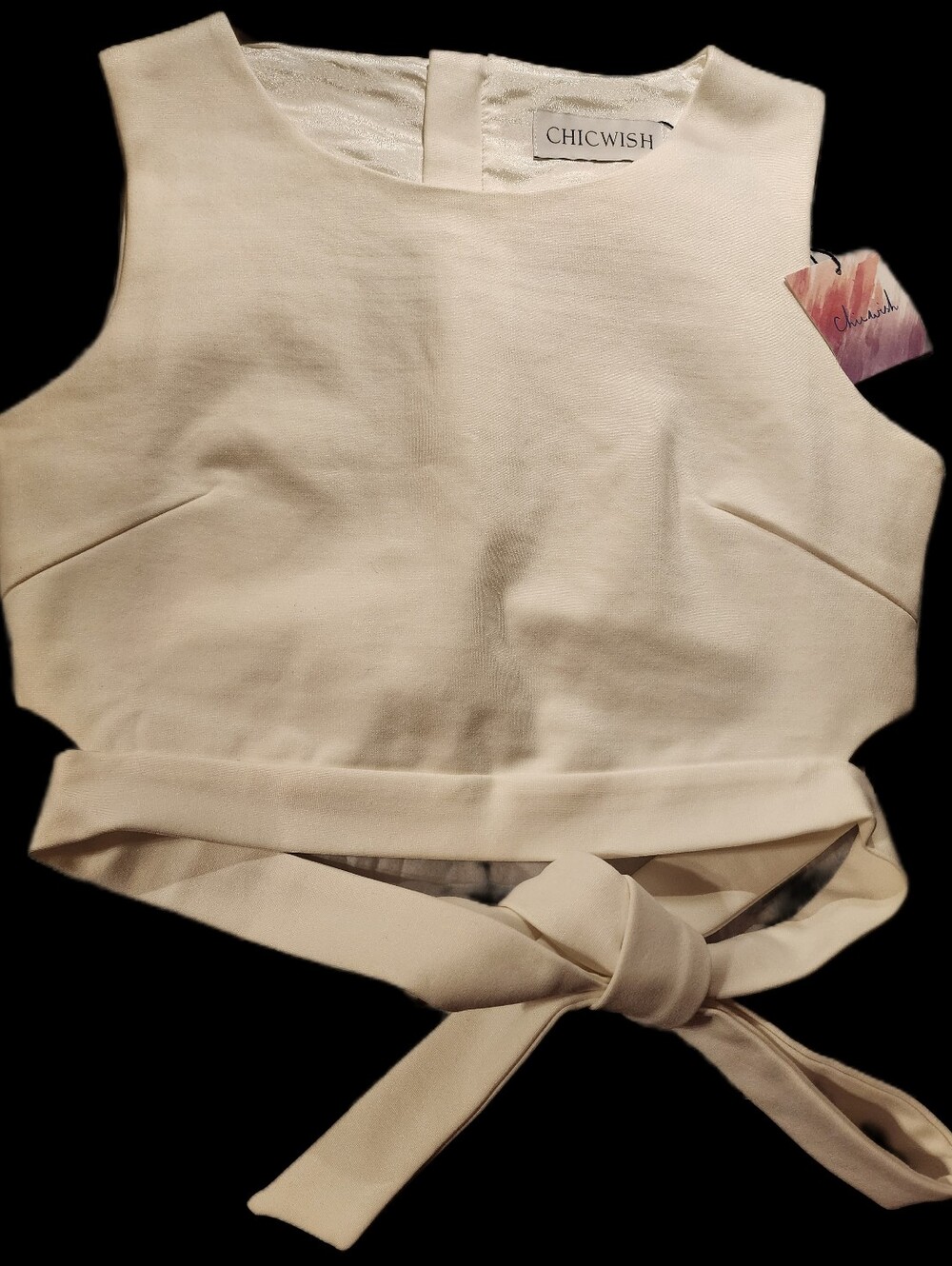 CHICWISH IVORY CROPPED BLOUSE NWT SIZE S